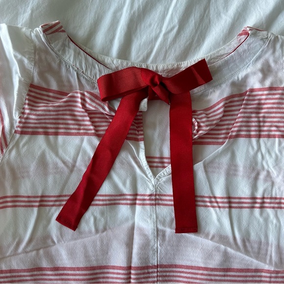 TOMMY HILFIGER striped white red blouse with red bow - Picture 3 of 4